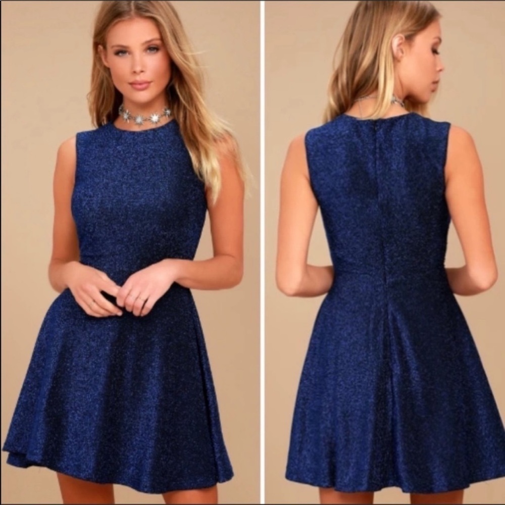 Nwt lulus metallic skater dress